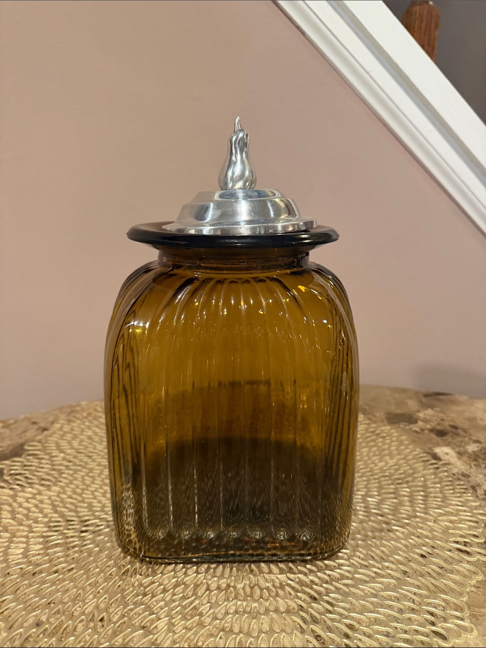 Amber Glass Canister with Lid